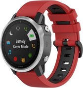 Siliconen Smartwatch bandje - Geschikt voor  Garmin Fenix 5s / 6s sport gesp band - rood/zwart - Horlogeband / Polsband / Armband