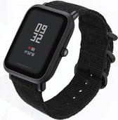 Nylon Smartwatch bandje - Geschikt voor  Xiaomi Amazfit Bip nylon gesp band - zwart - Horlogeband / Polsband / Armband