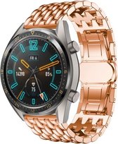 Stalen Smartwatch bandje - Geschikt voor  Huawei Watch GT stalen draak band - rosé goud - 42mm - Horlogeband / Polsband / Armband