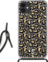 iPhone 11 hoesje met koord - Luipaardprint Goud
