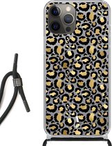 iPhone 12 Pro Max hoesje met koord - Luipaardprint Goud
