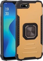 Voor OPPO A1k Fierce Warrior-serie Armor All-inclusive schokbestendig aluminium + TPU-beschermhoes met ringhouder (goud)