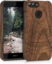 kwmobile hoesje voor Huawei Nova 2 - Telefoonhoesje van hout - Back cover in donkerbruin - Indian Sun design