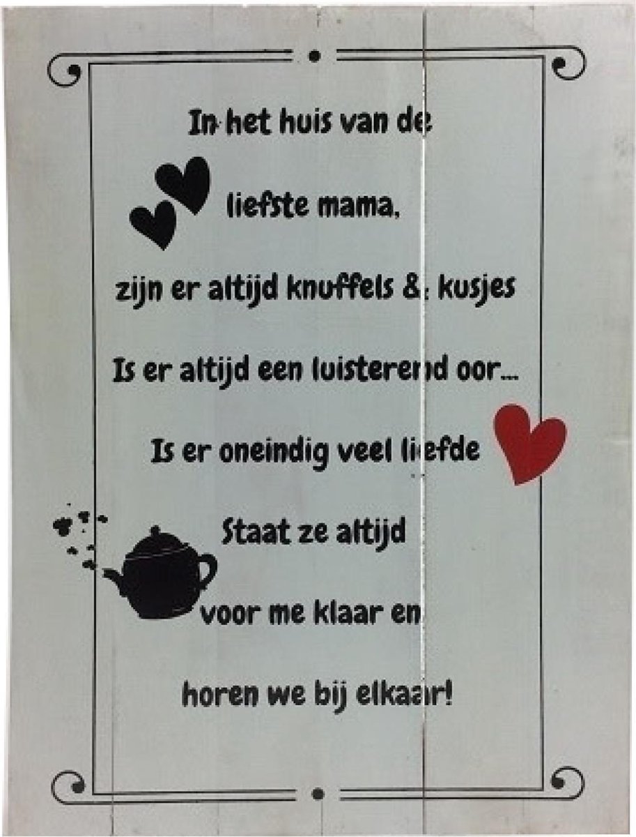 Cotton Counts - Muurdecoratie - In het huis van de liefste mama.... - 30x40cm