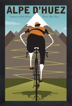 JUNIQE - Poster in houten lijst Alpe d'Huez -60x90 /Blauw & Grijs