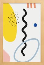 JUNIQE - Poster in houten lijst Vertical Waves -30x45 /Blauw & Oranje