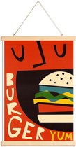 JUNIQE - Posterhanger Yum Burger -30x45 /Geel & Oranje