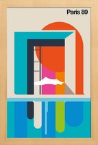 JUNIQE - Poster in houten lijst Vintage Parijs 89 -40x60 /Kleurrijk