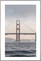 JUNIQE - Poster met kunststof lijst Golden Gate Bridge -20x30 /Grijs