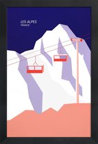 JUNIQE - Poster in houten lijst Les Alpes -40x60 /Blauw & Grijs