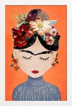 JUNIQE - Poster in houten lijst Frida Orange -20x30 /Oranje