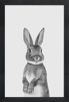 JUNIQE - Poster met houten lijst Paws & Claws	Bunny -13x18 /Wit &