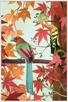 JUNIQE - Poster in kunststof lijst Birds Of Autumn -40x60 /Groen &