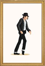 JUNIQE - Poster met houten lijst Moonwalk dans -20x30 /Wit & Zwart