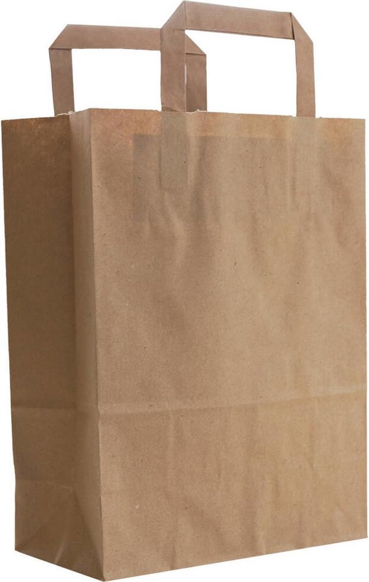Papieren tasjes 50 stuks Budget - Bruin - A5 22 x 10 x 28 - Cadeautasjes - Papieren tasjes met handvat
