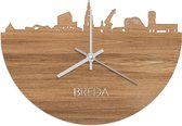 Skyline Klok Breda Eikenhout - Ø 40 cm - Woondecoratie - Wand decoratie woonkamer - WoodWideCities