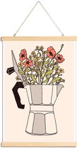 JUNIQE - Posterhanger Moka Flowers Colors -20x30 /Grijs & Rood