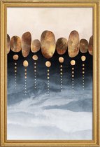 JUNIQE - Poster met houten lijst Natural Abstraction -40x60 /Blauw &