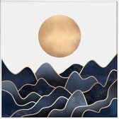 JUNIQE - Poster met kunststof lijst Waves -20x20 /Blauw & Oranje