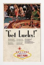 JUNIQE - Poster in houten lijst Get Lucky! Daft Punk -60x90 /Ivoor
