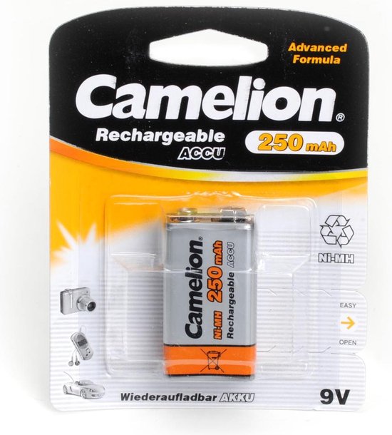 Camelion NH-9V250BP1 Nikkel Metaal Hydride 250mAh 9V batterij/ batterij | bol.com