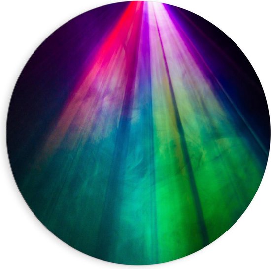Dibond Wandcirkel - Regenboog Licht Strepen - Foto op Aluminium Wandcirkel (met ophangsysteem)