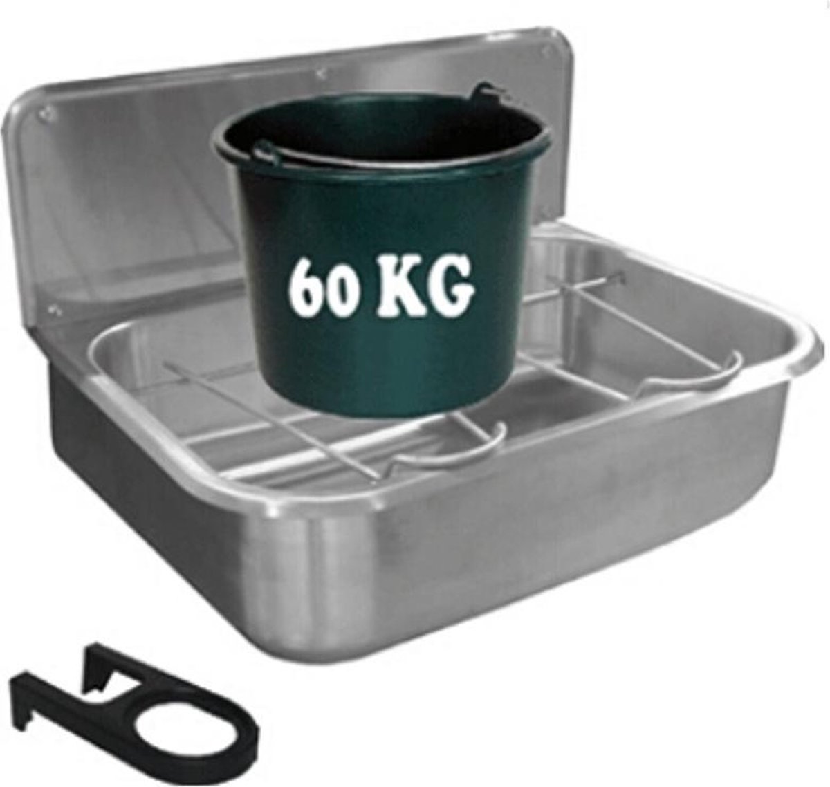 Uitstort Gootsteen Loggere 56x40 cm met Klaprooster RVS