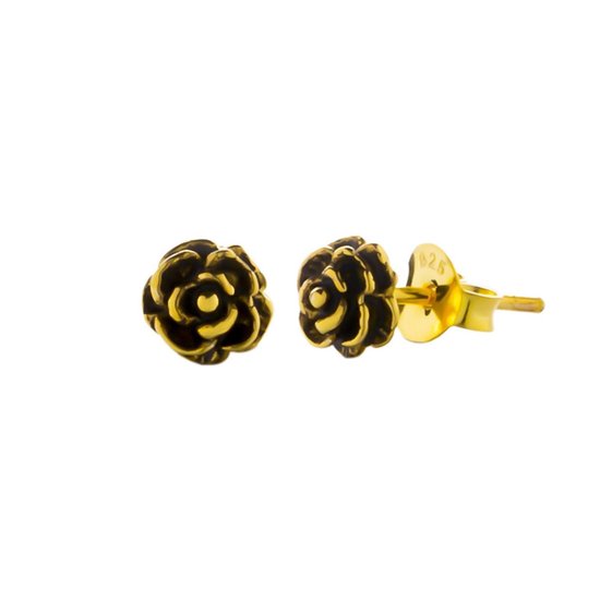 Zilveren oorstekers - roosjes - gold plated - 925 zilver - luxe