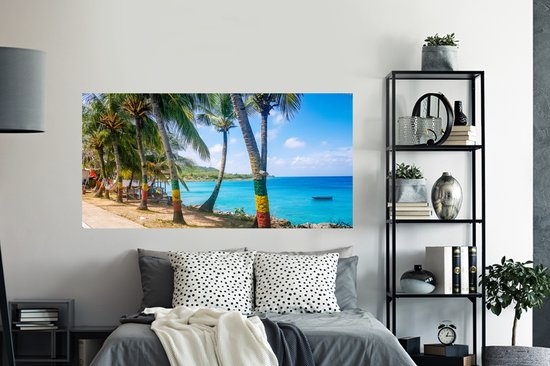 Sticker Muursticker Colombie - Palmiers sur la plage de Colombie - 160x80 cm - film adhésif autocollant - sticker mural repositionnable