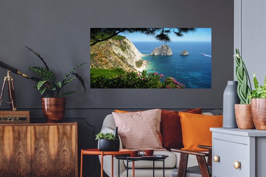 Sticker Muursticker Zakhyntos - Côte grecque de Keri sur Zakynthos - 120x60 cm - film adhésif autocollant - sticker mural repositionnable