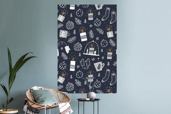 Sticker Muursticker Motif chambre d'enfant - Motif enfant avec bougies et autres trucs d'hiver - 80x120 cm - film adhésif autocollant - sticker mural repositionnable