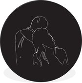 Illustration couple penchée sur fond noir Cercle mural aluminium ⌀ 60 cm - Tirage photo sur cercle mural / cercle vivant / cercle de jardin (décoration murale)