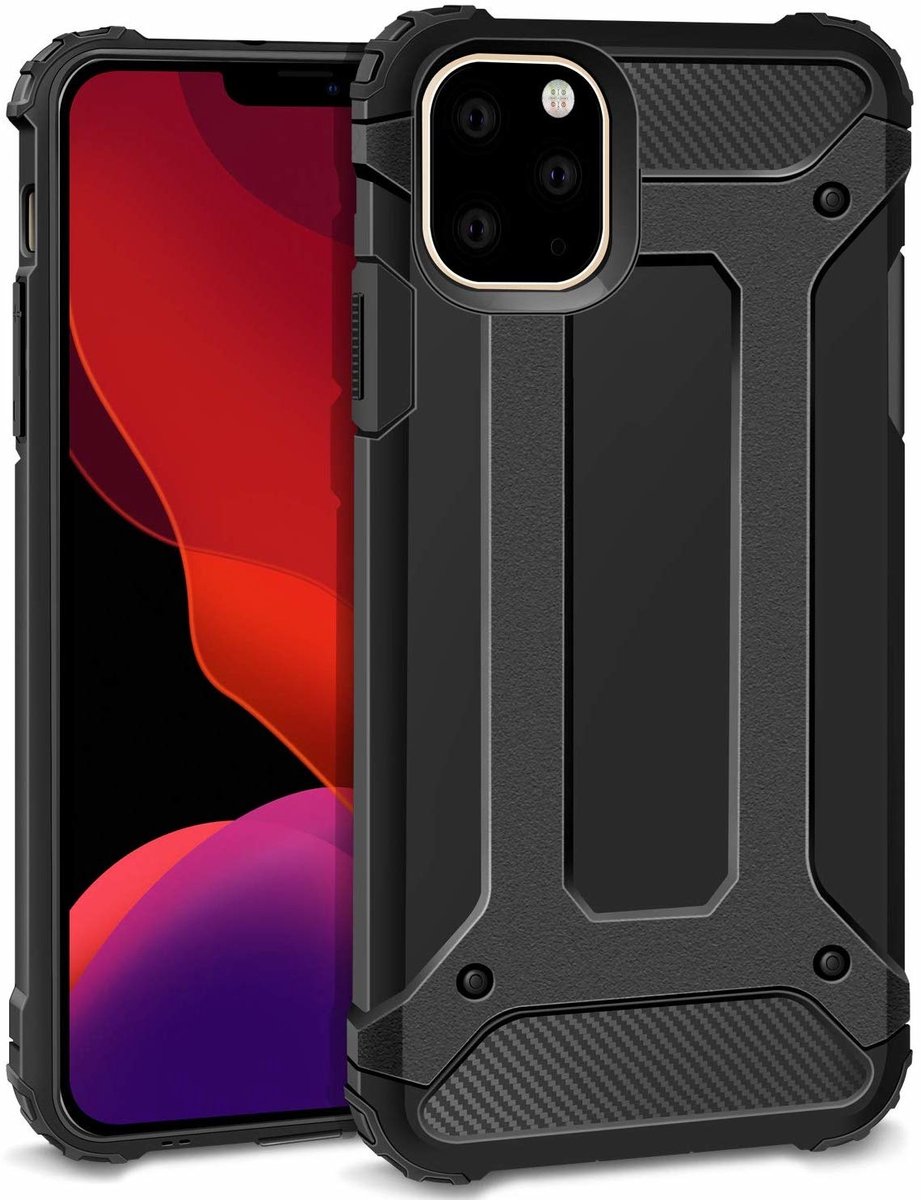 Hoesje Geschikt voor iPhone 11 Pro Armor Hoesje - Zwart