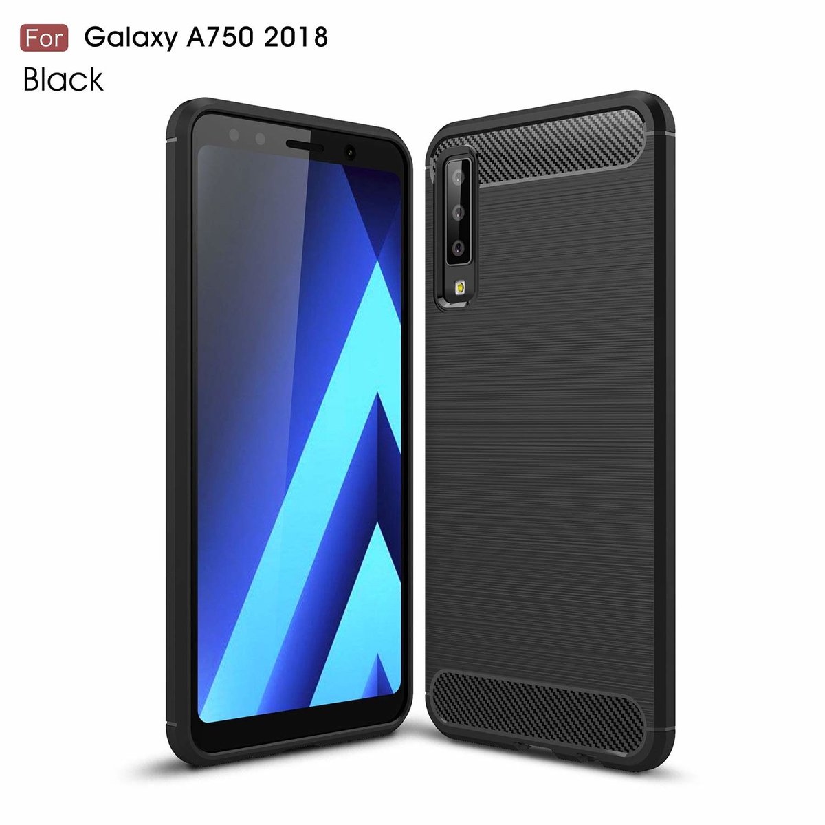 Ntech Soft Brushed TPU Hoesje Geschikt Voor Samsung Galaxy A7 (2018) - Matt Zwart