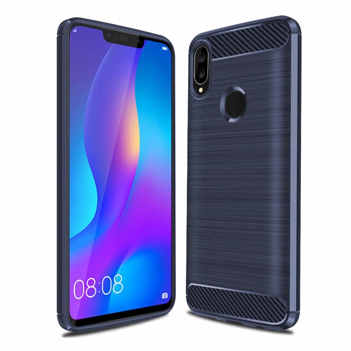 Ntech Soft Brushed TPU Hoesje Geschikt voor Huawei P Smart Plus (2018) - Donker Blauw
