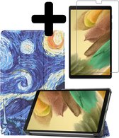 Hoes Geschikt voor Samsung Galaxy Tab A7 Lite Hoes Luxe Hoesje Book Case Met Screenprotector - Hoesje Geschikt voor Samsung Tab A7 Lite Hoes Cover - Sterrenhemel