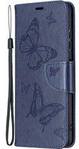 Samsung Galaxy A22 5G Hoesje - Mobigear - Butterfly Serie - Kunstlederen Bookcase - Blauw - Hoesje Geschikt Voor Samsung Galaxy A22 5G