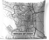 Sierkussen Buiten - Stadskaart - Bergen op Zoom - Grijs - Wit - 60x60 cm - Weerbestendig - Plattegrond