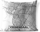 Sierkussen Buiten - Stadskaart - Veenendaal - Grijs - Wit - 60x60 cm - Weerbestendig - Plattegrond