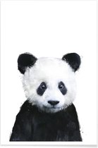 JUNIQE - Poster Baby panda illustratie -40x60 /Wit & Zwart