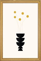 JUNIQE - Poster met houten lijst Flower Vase -13x18 /Roze & Zwart