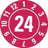 Keuringssticker met jaartal 24 per boekje, rood 35 mm - 60 per boekje
