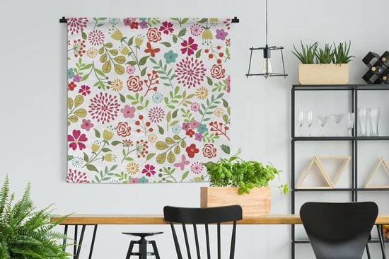 Tapisserie - Tissu mural - Fleurs - Couleurs - Motifs - 150x150 cm - Tapisserie