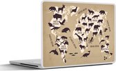 Laptop sticker - 12.3 inch - Wereldkaart - Dieren - Wereld - 30x22cm - Laptopstickers - Laptop skin - Cover