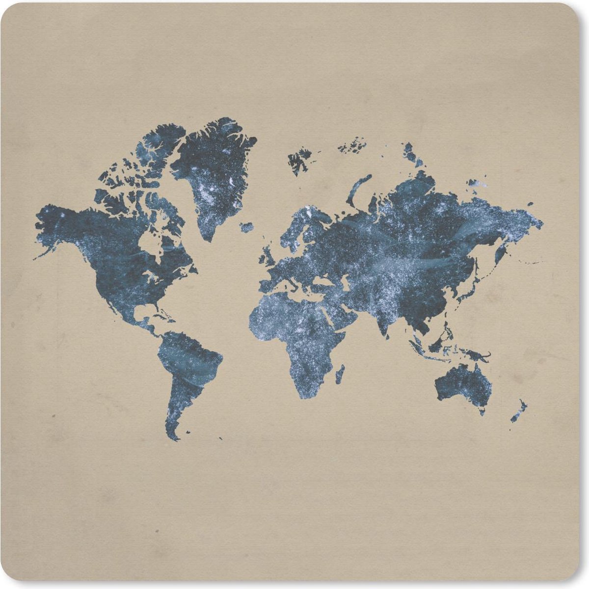 Muismat 30x30 cm - Mousepad Wereldkaart - Blauw - Glitter - Muismatten