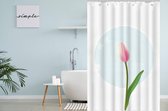 Su.B.dgn Designer Douchegordijn 120x180  polyester badkamer douchegordijn wasbaar met 12 ringen | Wit en Roze Tulp