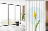 Su.B.dgn Designer Douchegordijn 120x180  polyester badkamer douchegordijn wasbaar met 12 ringen | Wit en Gele Tulp