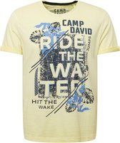 Camp David ® gestreept T-shirt met gebruikte randen en print op de voorkant