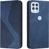 Voor Motorola Moto Edge S Skin Feel Magnetic S-type Effen Kleur Horizontale Flip Lederen Case met Houder & Kaartsleuf & Portemonnee (Blauw)