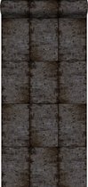 ESTAhome behang zinken platen bruin zwart en grijs - 138880 - 53 cm x 10,05 m